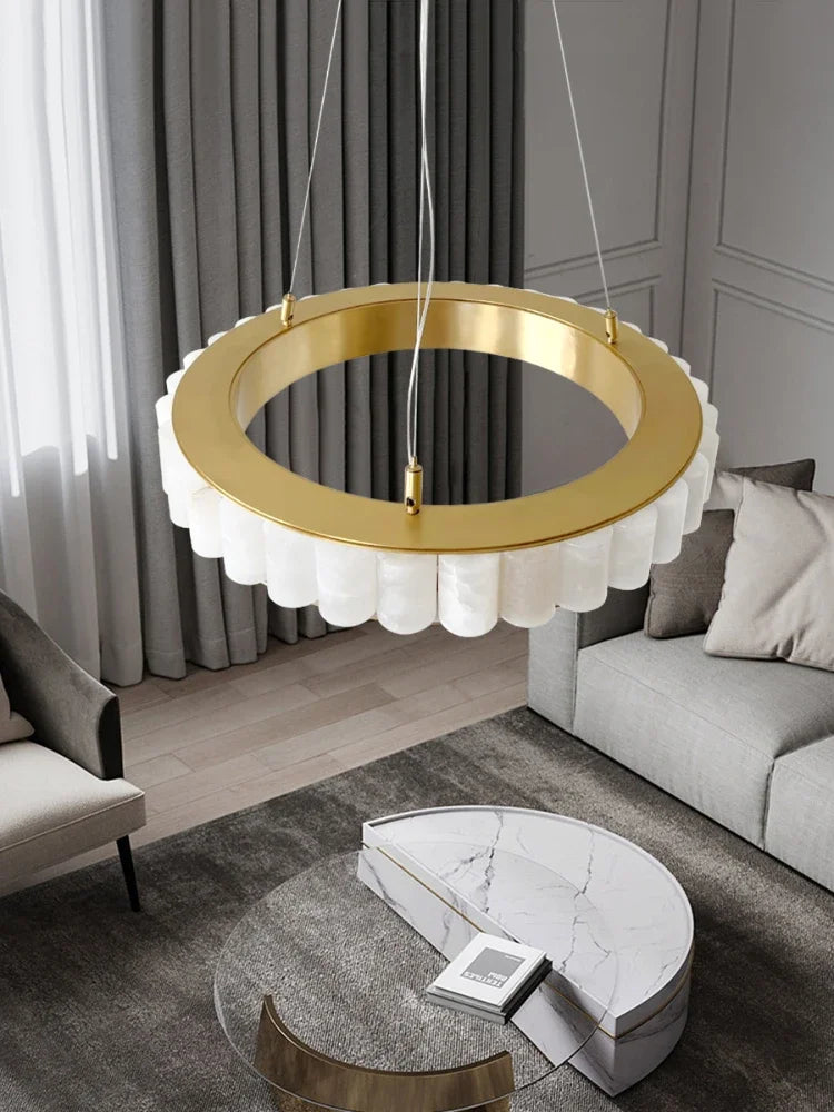 lustre moderne en duplex marbre naturel pour famille - vue 6 sur 8