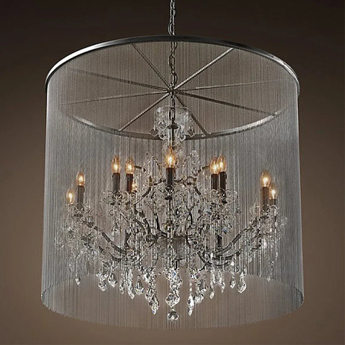 lustre traditionnel à éclairage led avec cristaux fumés