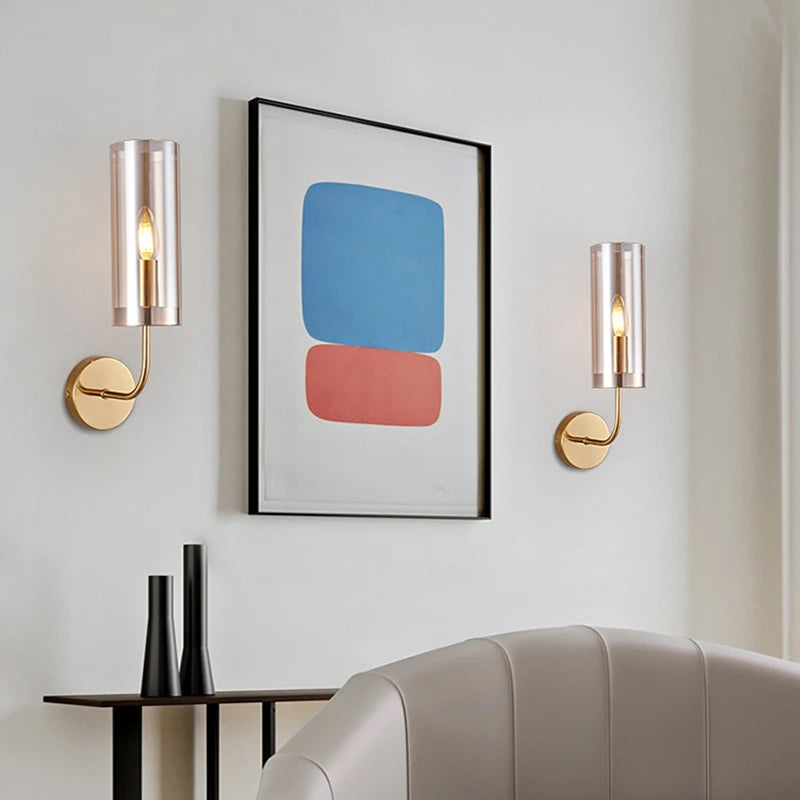 applique murale led moderne en verre doré luminaire décoratif d'intérieur - vue 3 sur 10