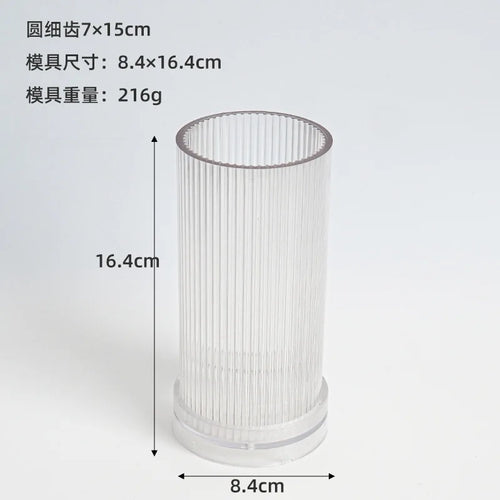 moule cylindrique à rayures pour fabrication de bougies en acrylique