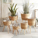 pot en bois tressé pour fleurs et rangement décoratif intérieur