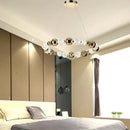 Kronleuchter LED Acrylkugel Mit Goldenem Ring Und Verstellbaren Kabeln