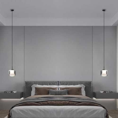 Moderne LED-Pendelleuchte aus rauchgrauem Glas mit drei Köpfen - vue 4 sur 11