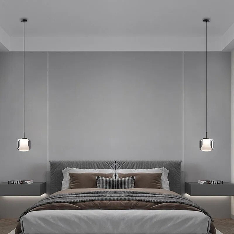 Moderne LED-Pendelleuchte aus rauchgrauem Glas mit drei Köpfen - vue 3 sur 11