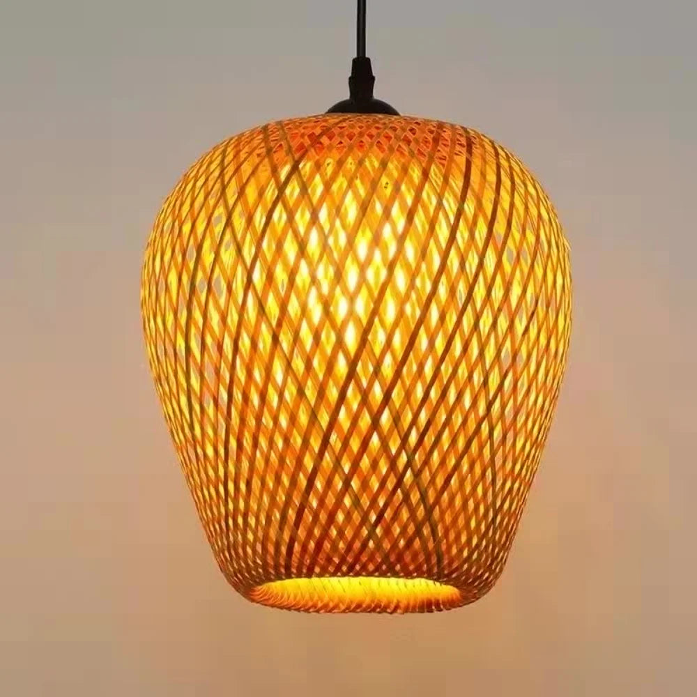 lampes suspendues style chinois tricotées à la main en bambou - vue 5 sur 16