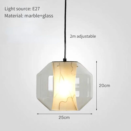Kronleuchter aus natürlichem Marmor-Glas im modernen, minimalistischen Design - vue 9 sur 8