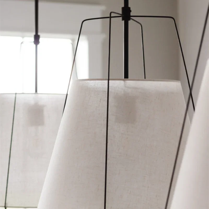 Cone drum pendant light, fabric lampshade, restaurant kitchen pendant light, indoor home decoration lighting - vue 6 sur 8