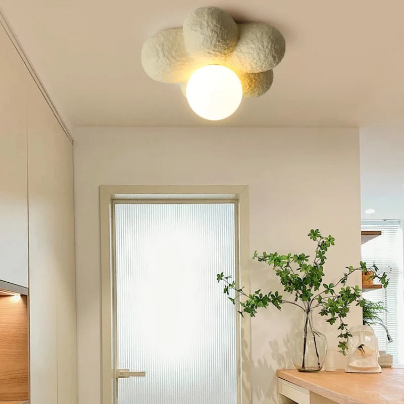 lampe de plafond style nordique français avec fleurs créatives - vue 3 sur 10