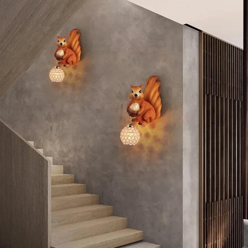 applique murale rétro écureuil style européen pour décoration intérieure - vue 5 sur 8