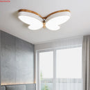lustre moderne en bois avec papillon led pour enfants