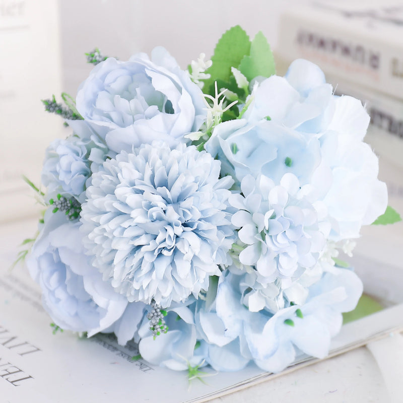 fleurs artificielles soie pivoine hortensia décoration mariage bouquet