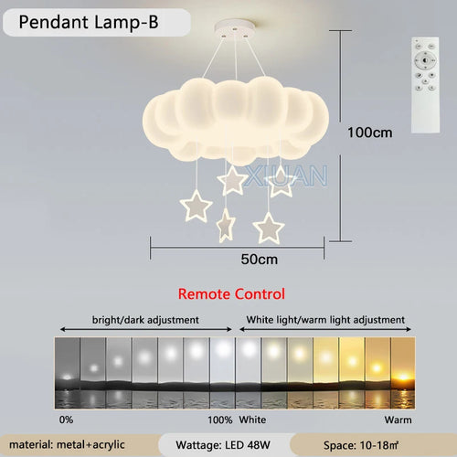 Kreative Pendelleuchte in Wolkenform für Jungen oder Mädchen - vue 10 sur 10