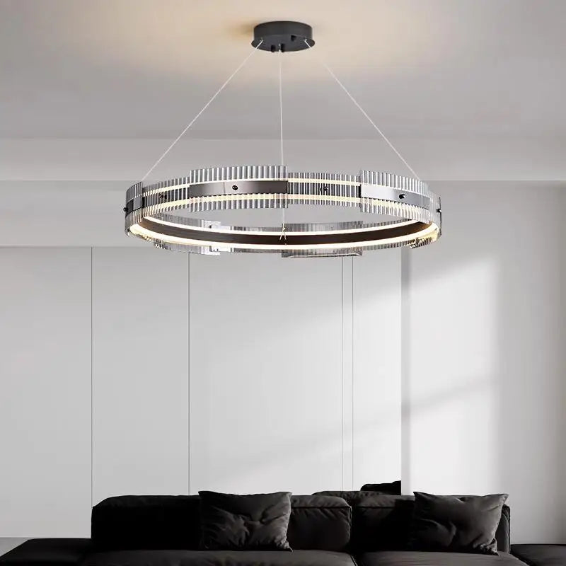 Minimalistischer Kronleuchter aus gestreiftem Glas, dekorativ, für den Innenbereich - vue 3 sur 7