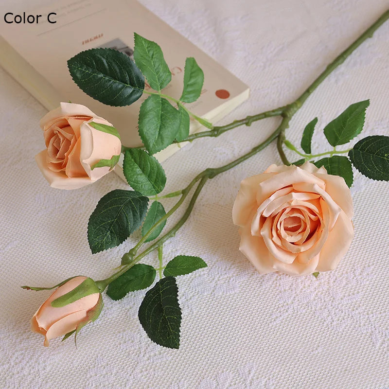 3 têtes de roses artificielles pour décoration de mariage et chambre - vue 8 sur 10