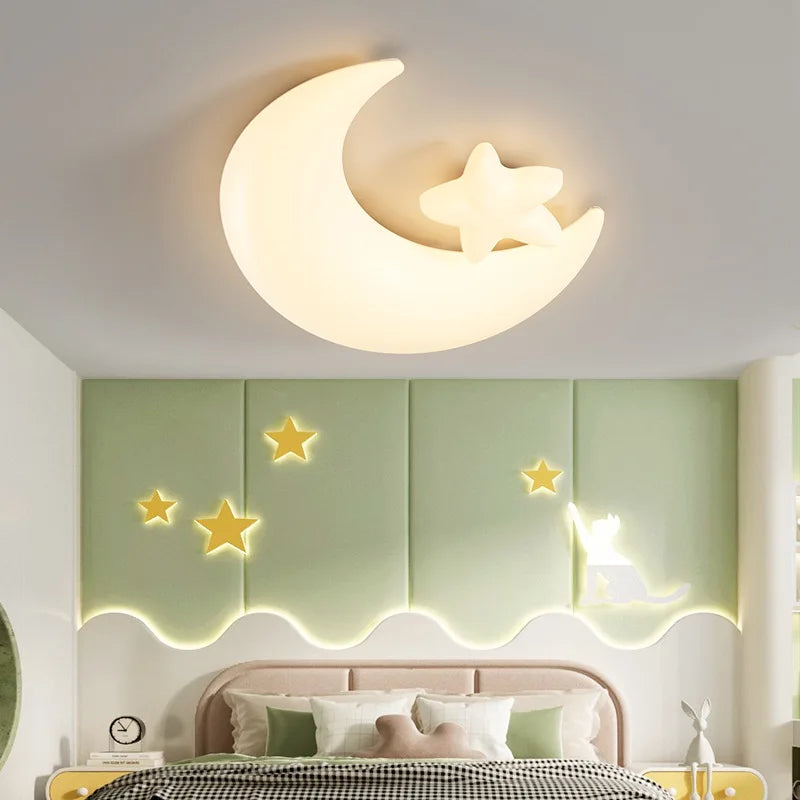 Cartoon Children's Ceiling Lamp Bedroom Ceiling Light Astronaut Star Cloud Moon Lights for Girl Boy Student Baby Room Lighting - vue 5 sur 9