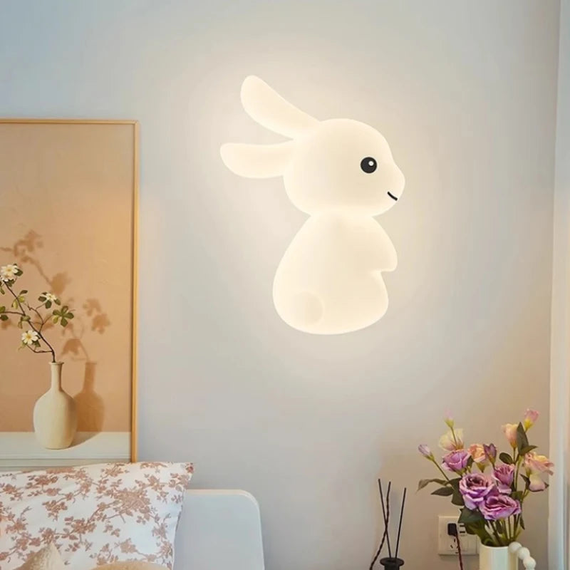 Applique murale de lapin mignon LED lampe de chambre d'enfant moderne Simple chaud chambre de bébé pépinière petite fille garçon chambre chevet appliques murales - vue 3 sur 12