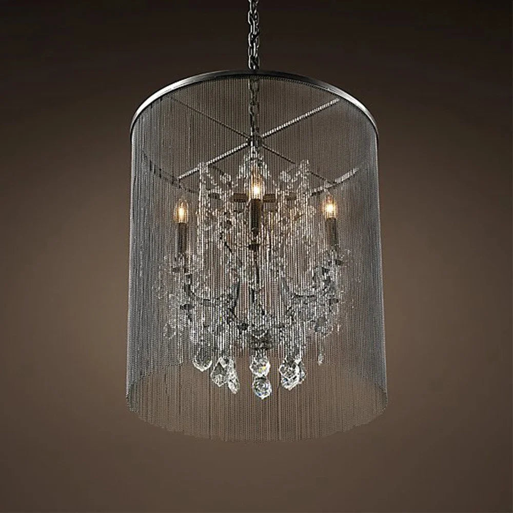 lustre traditionnel à éclairage led avec cristaux fumés - vue 4 sur 5