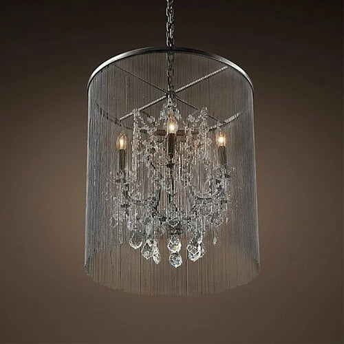 lustre traditionnel à éclairage led avec cristaux fumés