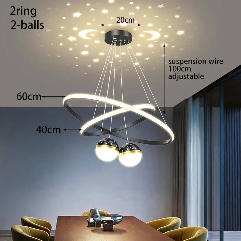 lustre led moderne ciel étoilé pour décoration intérieure - vue 11 sur 14