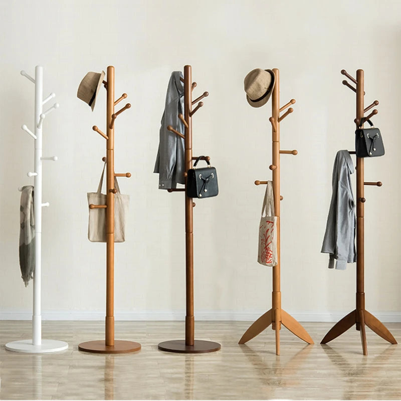 porte-manteau vertical en bois massif design moderne pour vêtements - vue 3 sur 8