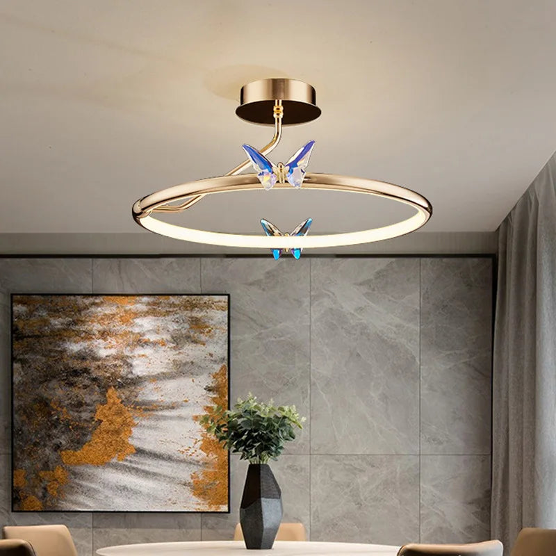 anneau d'or led lampe suspendue papillon pour hôtel boutique bureau - vue 2 sur 20