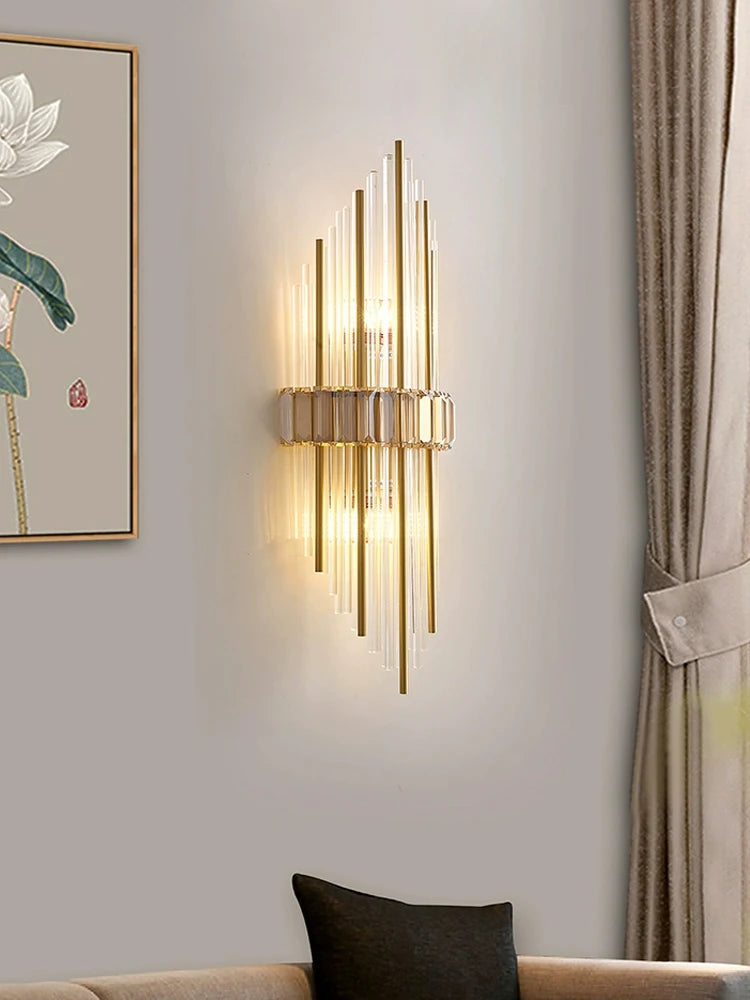 applique murale moderne en acier inoxydable et cristal décoratif - vue 6 sur 14