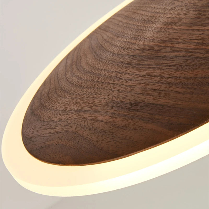 Suspension design ronde Led en noyer noir - vue 7 sur 9