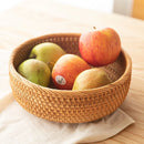 panier rond en rotin tissé pour fruits et collations
