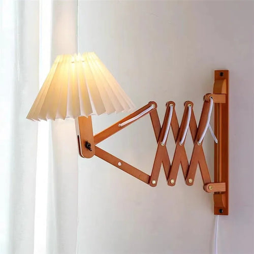 Sax applique moderne télescopique led lampe en bois salon japonais bras long créatif chambre chevet décoration maison lumière