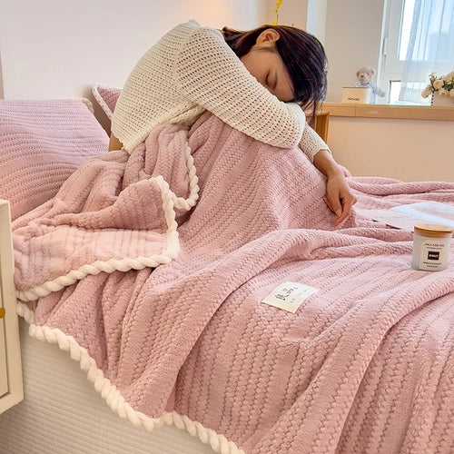 plaid polaire doux couvre lit salon chambre uni