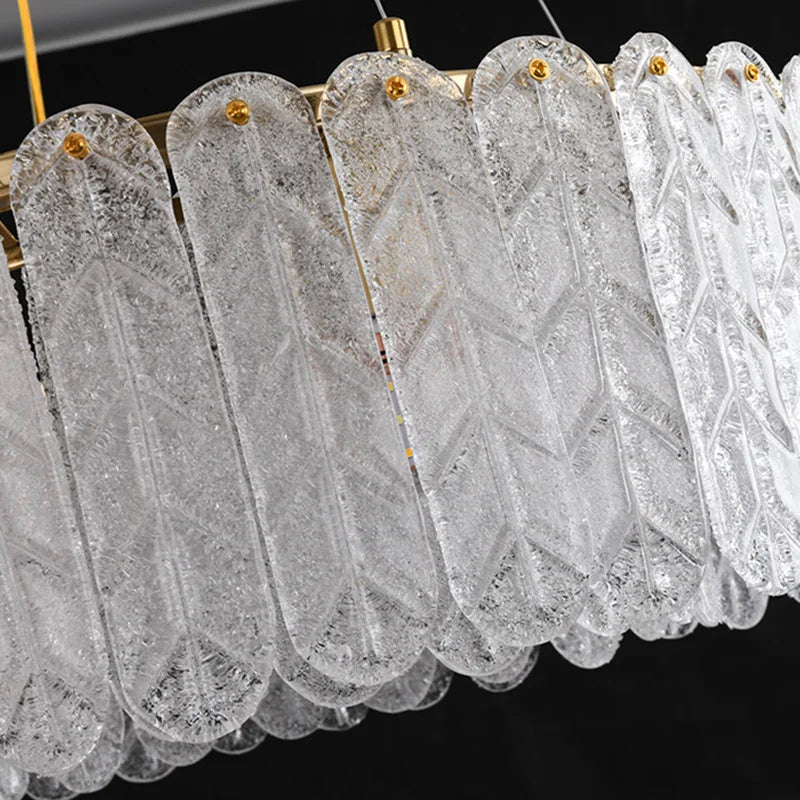 lustre nordique moderne en verre led avec suspension en cristal - vue 6 sur 8