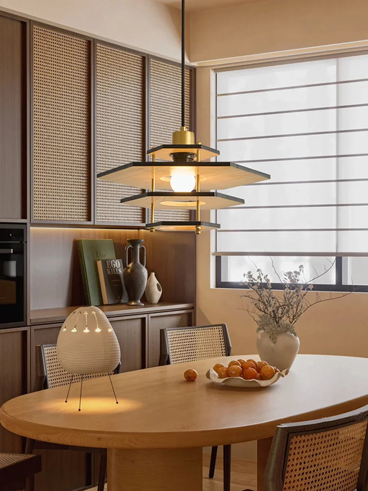 lustre en bois massif de style médiéval pour restaurant rétro - vue 2 sur 10