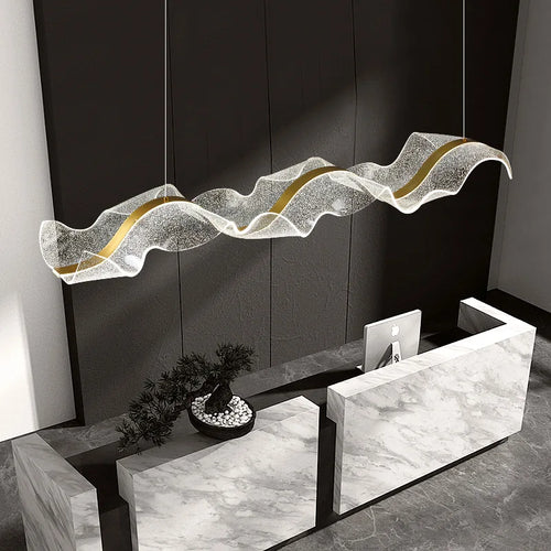 LED-Kronleuchter modernes Design für Innenräume höhenverstellbar aus transparentem Acryl - vue 4 sur 8