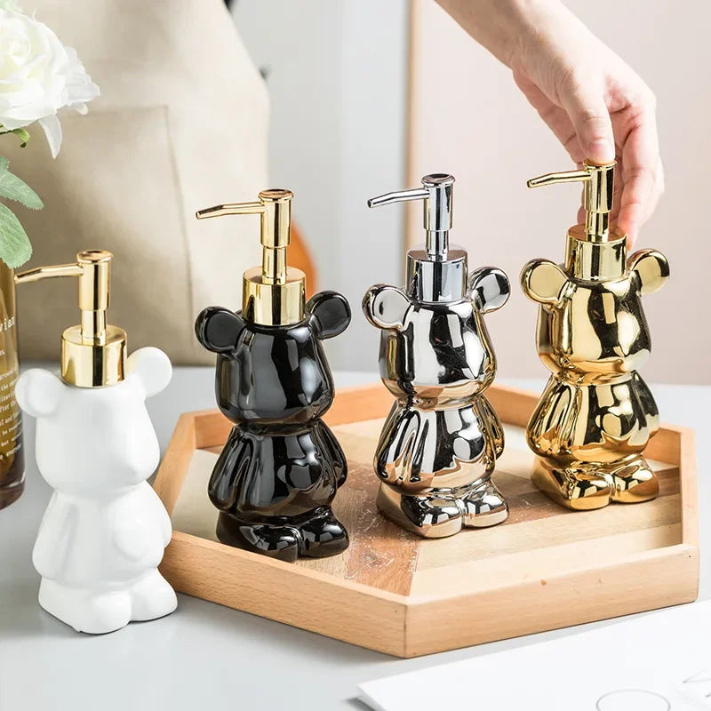 bouteille d'émulsion créative ours galvanisé distributeur 200 ml décoratif - vue 3 sur 10