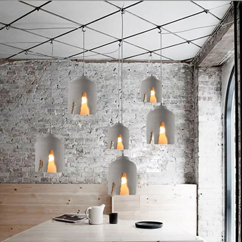 suspension rétro style loft lampe led en ciment pour restaurant et bar - vue 5 sur 8