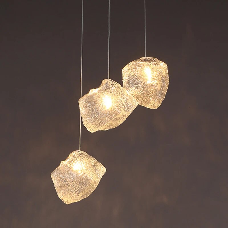 Suspension en verre style givré moderne - vue 4 sur 7