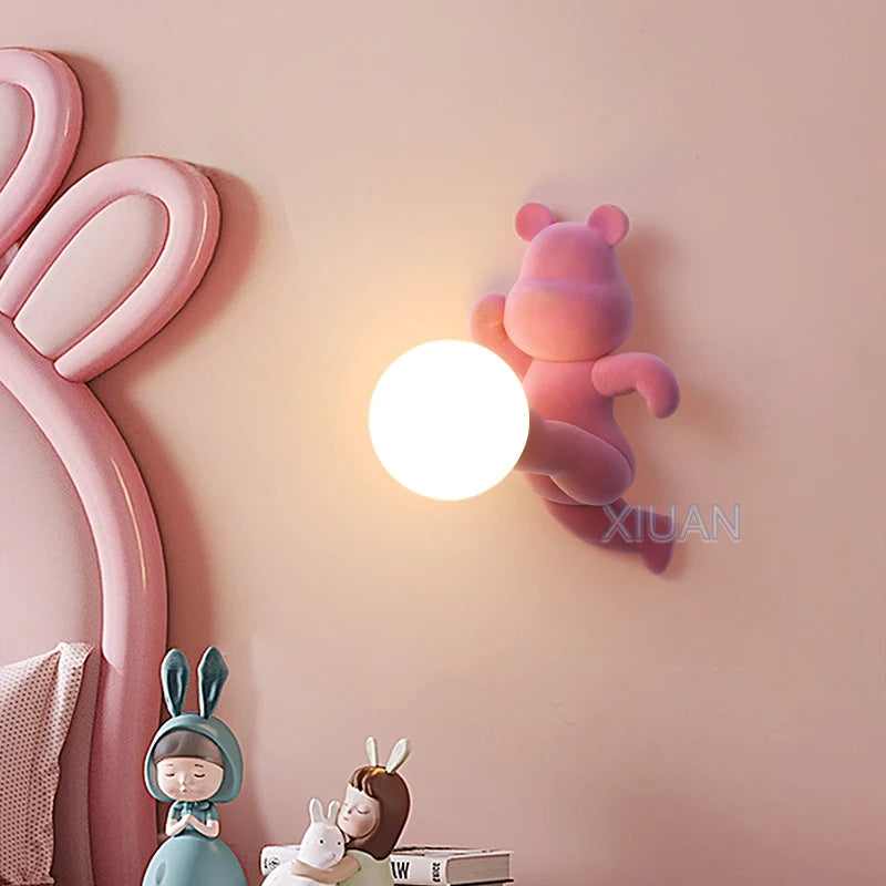 Wandleuchte Bär aus Harz und Glas für Kinder - vue 3 sur 18