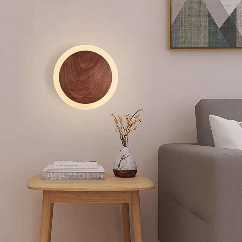 applique murale LED nordique en noyer pour décoration intérieure moderne - vue 4 sur 8