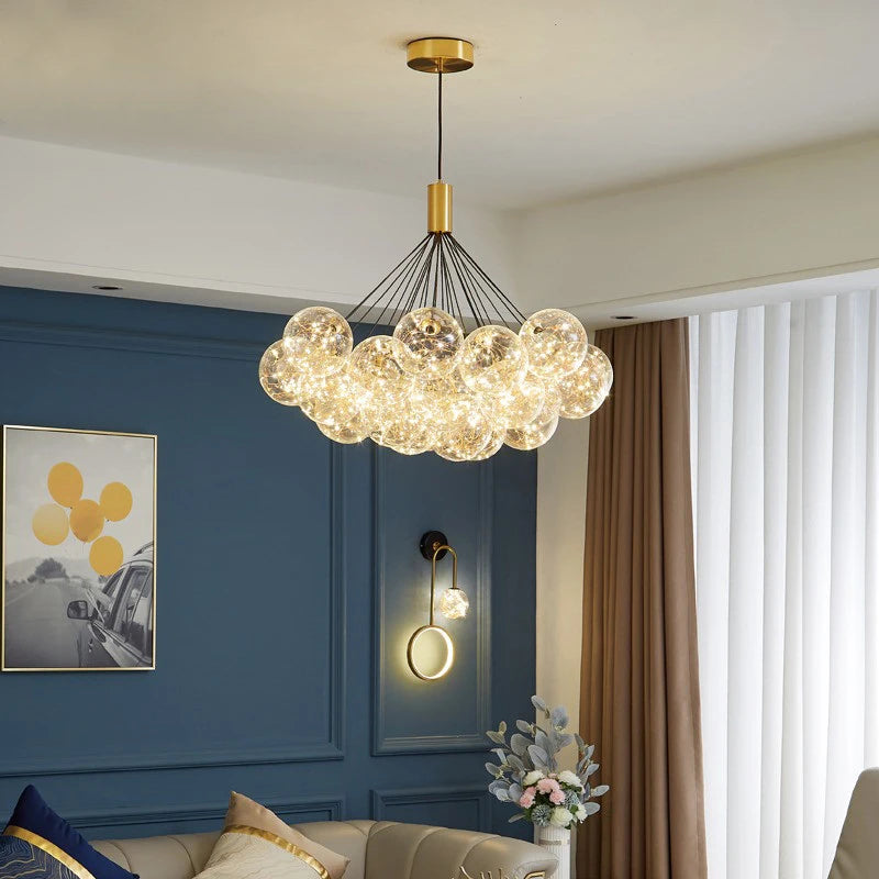 suspension LED en verre transparent design moderne réglable en hauteur - vue 2 sur 11