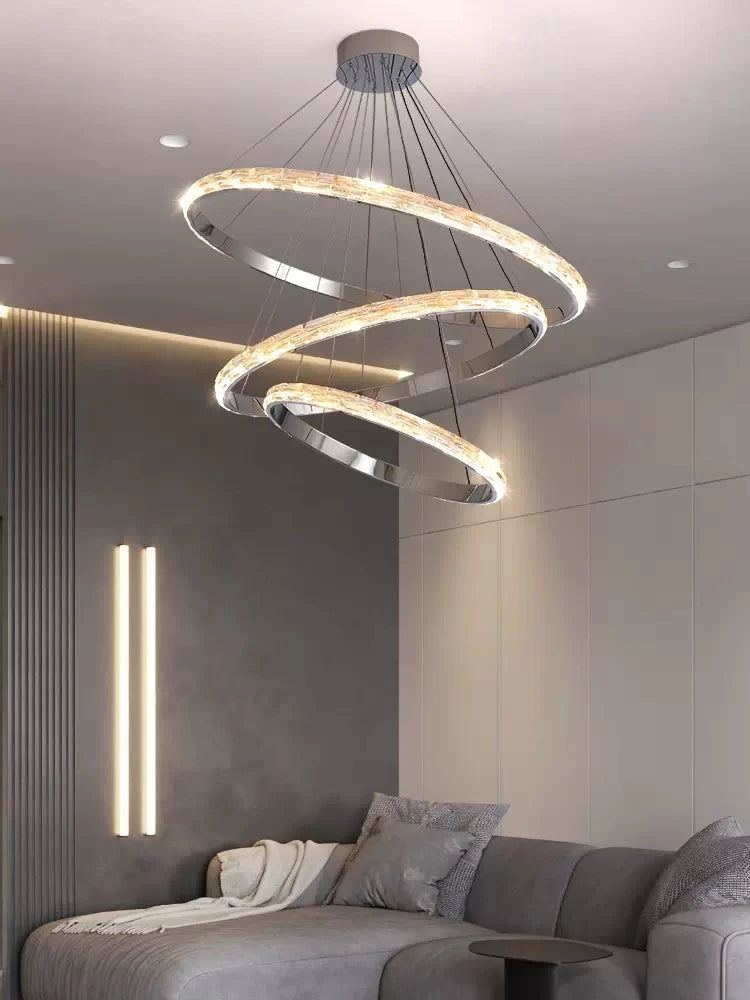 suspension en cristal luxueuse en acier inoxydable moderne - vue 5 sur 12