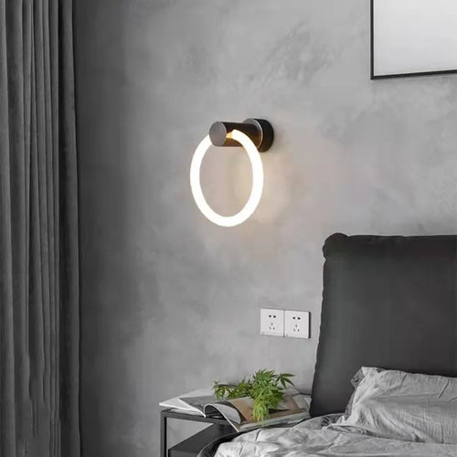 applique murale led moderne en laiton avec anneau acrylique gradable