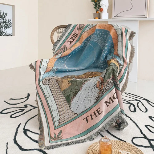 plaid bohème motif paysage couvre canapé salon