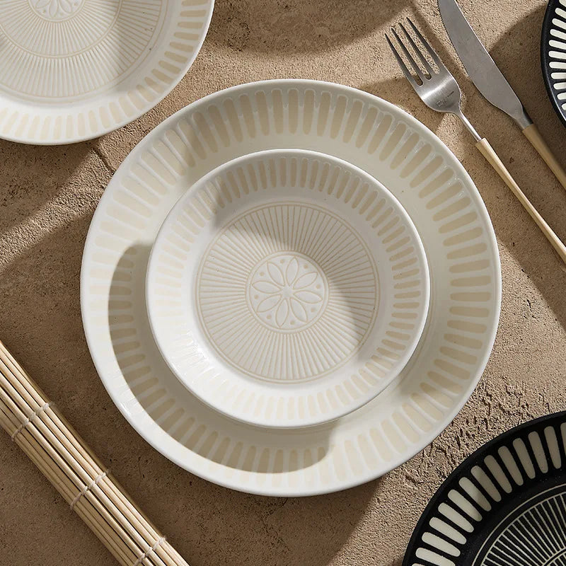 Assiette ceramique japonaise retro relief vaisselle artistique - vue 5 sur 7