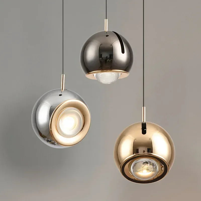 Suspension LED boule ronde moderne avec angle réglable