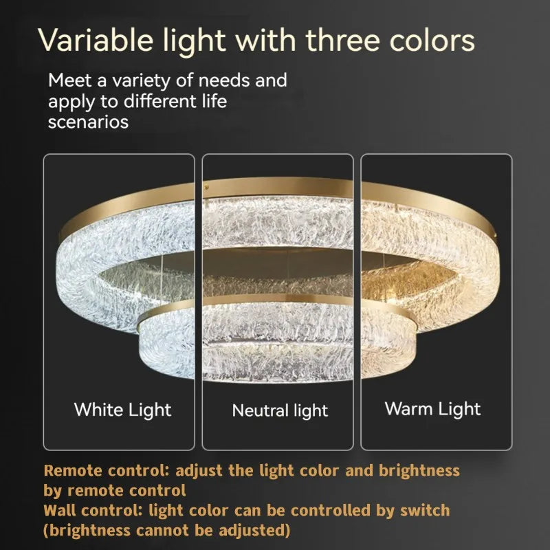 Plafonnier Led rond en laiton au design nordique moderne - vue 5 sur 14