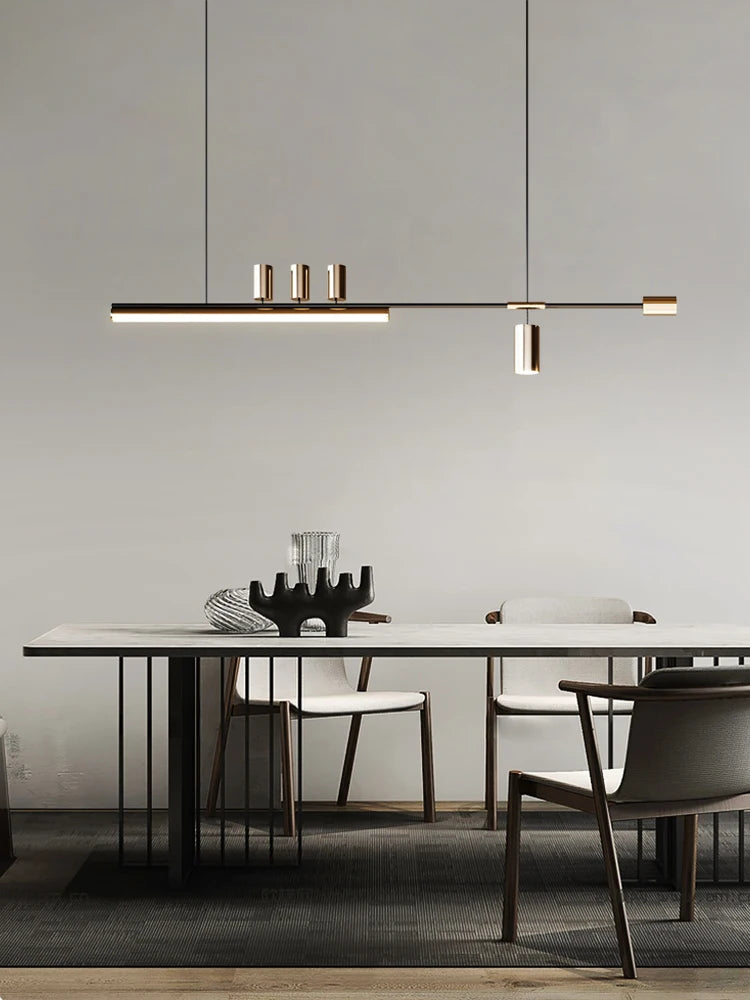 2024 Modern minimalist dining room chandelier high level slotted bar counter kitchen interior decorative lighting - vue 2 sur 11