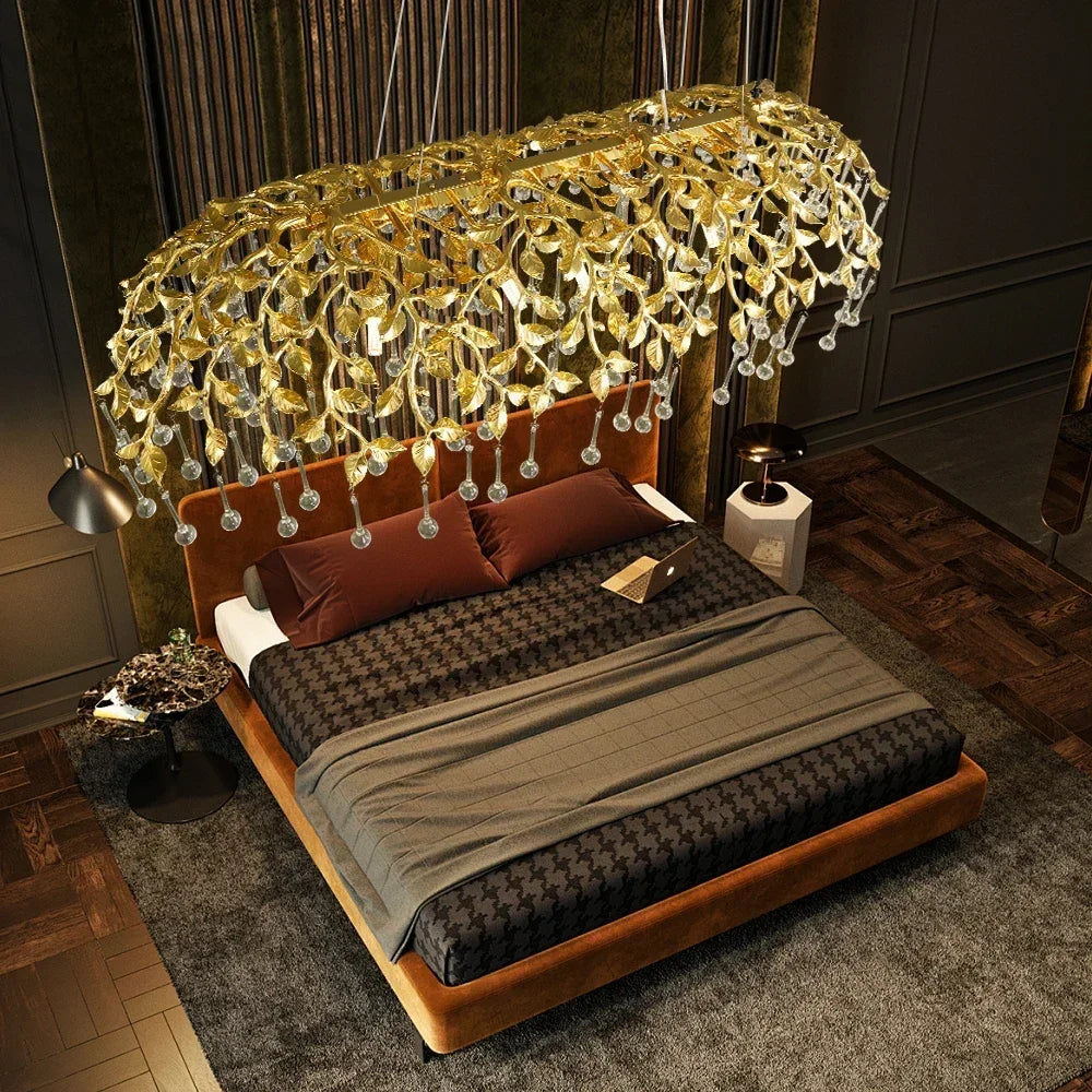 lustre en cristal de luxe design goutte de pluie élégant - vue 7 sur 10
