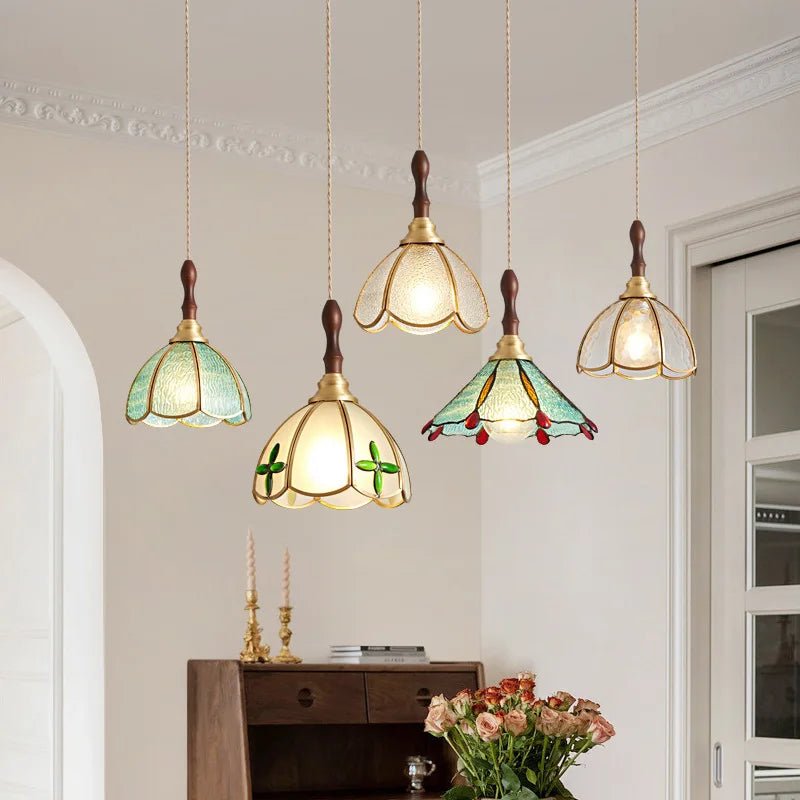 lustre rétro en cuivre et verre pour intérieur élégant - vue 5 sur 14