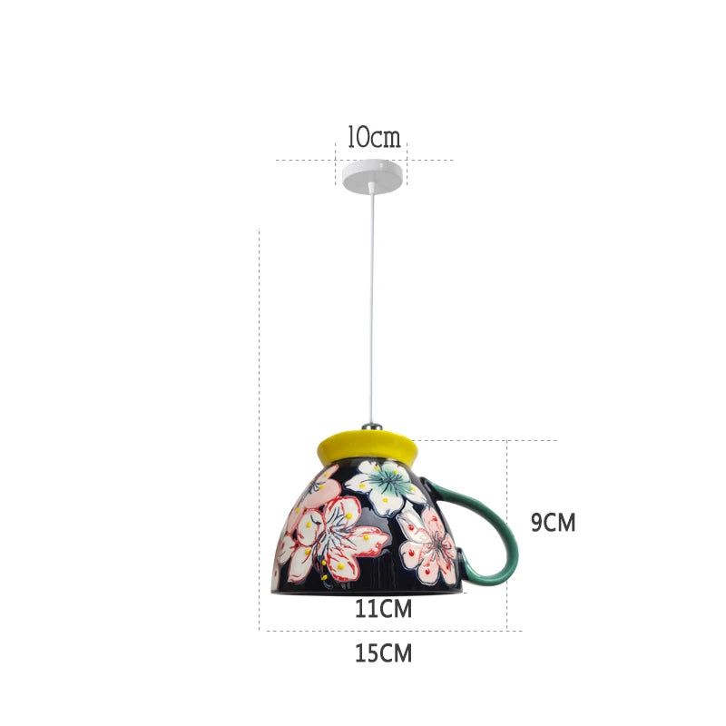 suspension moderne en céramique led théière pour cuisine