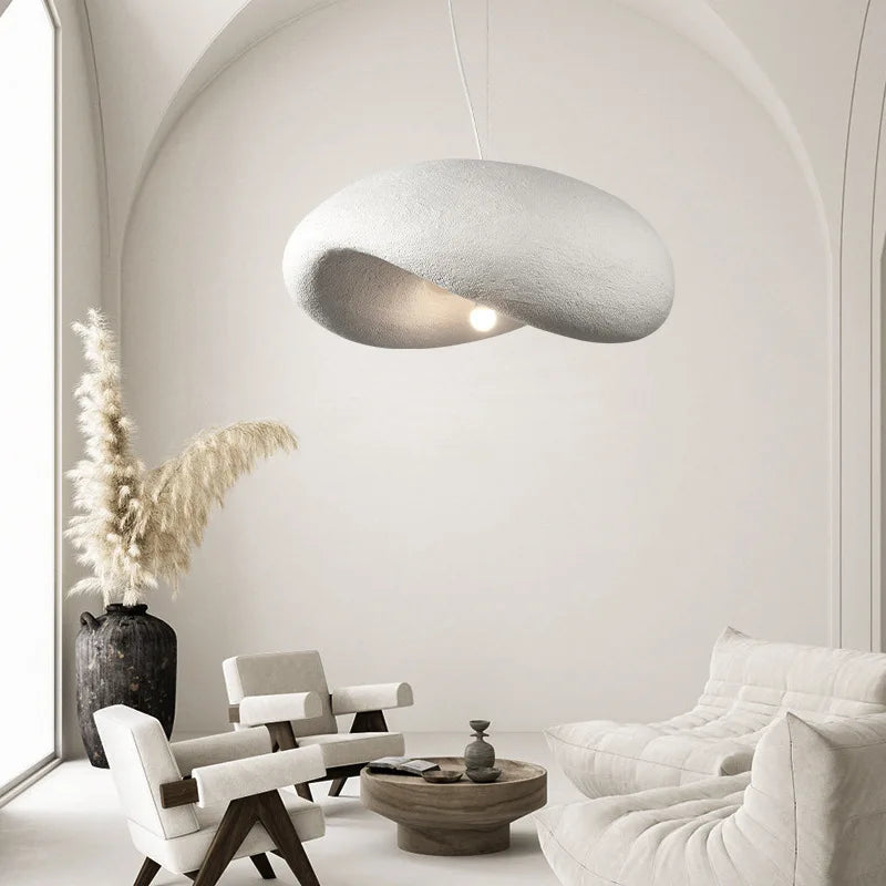 Suspension Style japonais Style Wabi Sabi Restaurant modèle chambre ligne blanc E27 nordique Simple forme chambre - vue 4 sur 7
